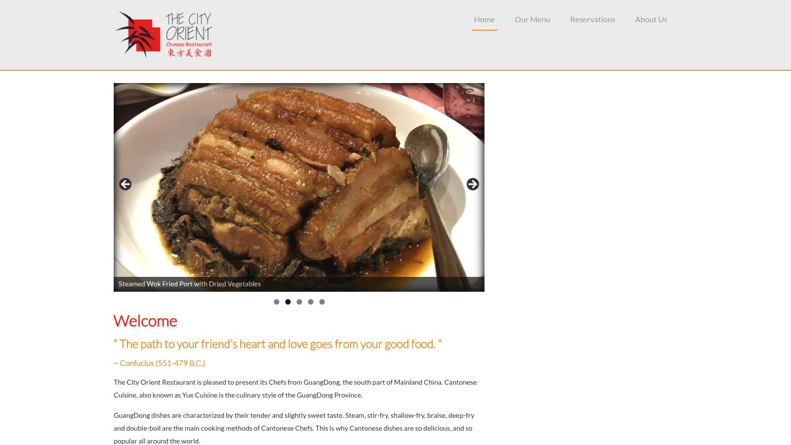 A traditional steamed pork dish from The City Orient Restaurant, showcasing their authentic Cantonese cuisine.